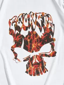 ROMWE MEN Guys Skull Graphic Tee - White - View 3