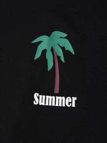 Manfinity Chillmode Men Sun & Slogan Graphic Drop Shoulder Oversized Tee - Black - View 6