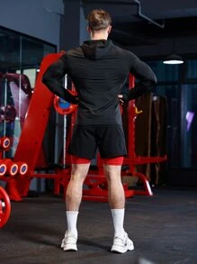 Manfinity Running Áo nỉ thể thao tay raglan kiểu Boyfriend dành cho nam, in hình khẩu hiệu và có lỗ xỏ ngón tay. - màu đen - Xem 2