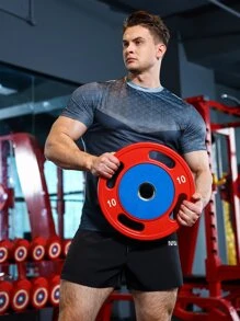 Manfinity Fitness Men Striped Print Sports Tee  Workout Tops Workout Tops Gym Top Breathable - Multicolor - View 5