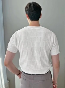 DAZY Men Solid Round Neck Knit Top - White - View 2