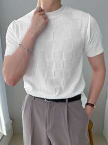 DAZY Men Solid Round Neck Knit Top - White - View 4