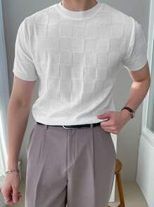 DAZY Men Solid Round Neck Knit Top - White - View 6