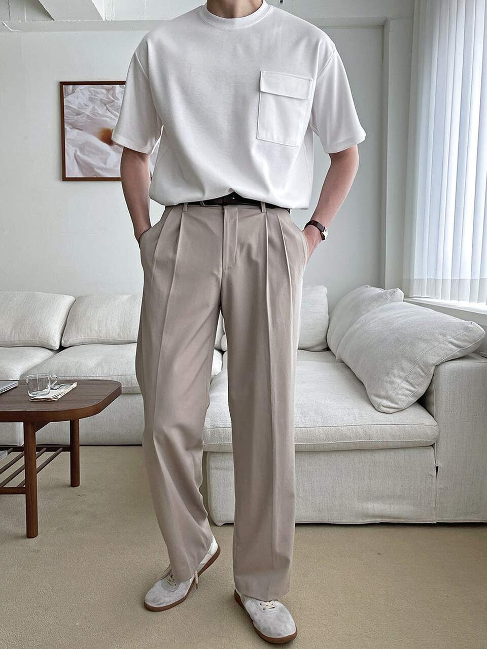 Men Cotton Flap Pocket Plain T Shirt