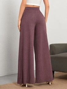 SHEIN Tall Solid Split Thigh Trousers - Maroon - View 2