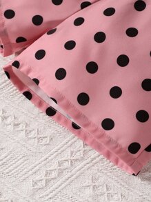 小女童人像圖案荷葉邊T恤和波卡圓點附腰帶短褲 - 彩色 - 查看 8