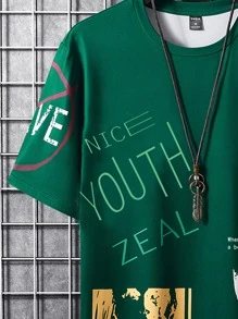 Manfinity EMRG Men Random Slogan & Figure Graphic Tee