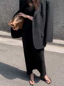 DAZY Solid Tee Dress - Black - View 5