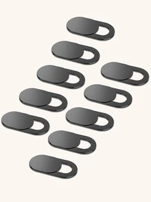 10pcs Plastic WebCam Cover Compatible With Phone & PC Lens - Black - View 2