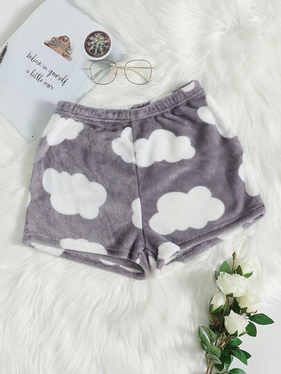 Plus Cloud Print Flannelette Sleep Shorts