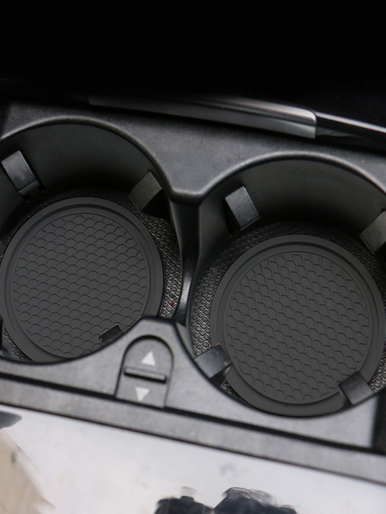 2 piezas Posavasos de coche con textura de panal - Negro - Ver 1