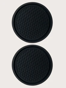 2 piezas Posavasos de coche con textura de panal - Negro - Ver 2