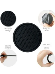 2 piezas Posavasos de coche con textura de panal - Negro - Ver 5