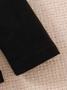 Baby Boy Mock Neck Keyhole Back Tee & Flare Leg Pants - Black - View 6