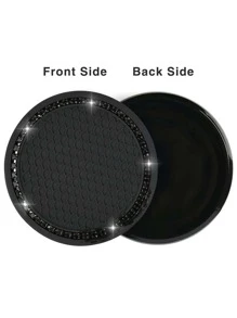 2pcs Honeycomb Embossed Rhinestone Decor Car Coaster