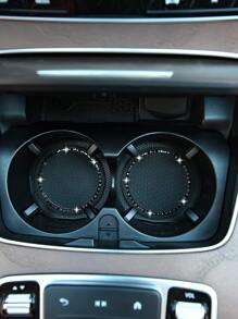 2pcs Honeycomb Embossed Rhinestone Decor Car Coaster