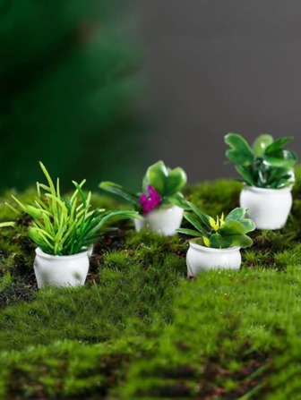 4pcs Artificial Potted Plant Shaped Decoration Craft