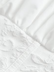 SHEIN MOD Blusa corta con cuello cuadrado, busto fruncido y mangas abullonadas - Blanco - Ver 2