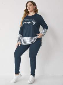 Mulvari Pantalones con camiseta ribete de rayas