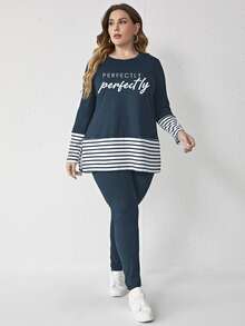 Mulvari Pantalones con camiseta ribete de rayas