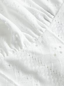 SHEIN x Marika Sila SHEIN MOD Eyelet Embroidery Lace-Up Ruched Bust White Cami Top