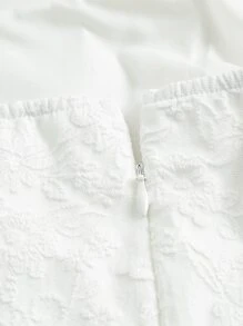 SHEIN MOD Jacquard Tie Shoulder Cami Dress - White - View 3