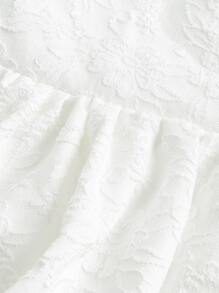 SHEIN MOD Jacquard Tie Shoulder Cami Dress - White - View 4