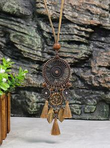 EMERY ROSE Leaf & Tassel Pendant Necklace - Multicolor - View 2