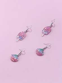 2對女孩冰棒和貝殼耳墜 - 彩色 - 查看 2