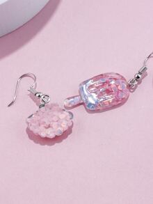 2對女孩冰棒和貝殼耳墜 - 彩色 - 查看 3