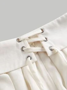 SHEIN MOD Solid Pleated Skirt - Beige - View 3