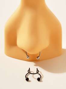 2入組組簡單不銹鋼人造鼻釘和箍環適合夜總會派對、節日、生日禮物 - 彩色 - 查看 2