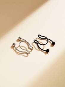 2入組組簡單不銹鋼人造鼻釘和箍環適合夜總會派對、節日、生日禮物 - 彩色 - 查看 3