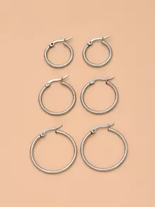 3pairs/set Minimalist Hoop Earrings, Stainless Steel Jewelry