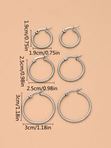 3pairs/set Minimalist Hoop Earrings, Stainless Steel Jewelry