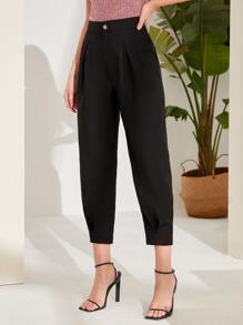 Mulvari 高腰褶皺九分長褲 - 黑色 - 查看 5