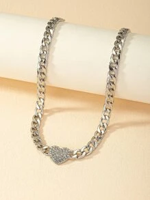 Dây chuyền chuỗi trang trí hình trái tim đính đá Rhinestone Valentine, Mẹ, Mẹ, Ngày của Mẹ, Quà tặng - Bạc - Xem 2