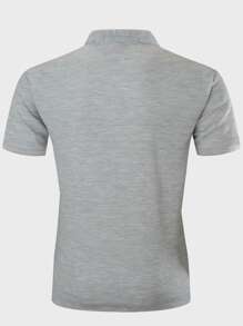 Manfinity Men Stand Collar Half Button Polo Shirt - Grey - View 2