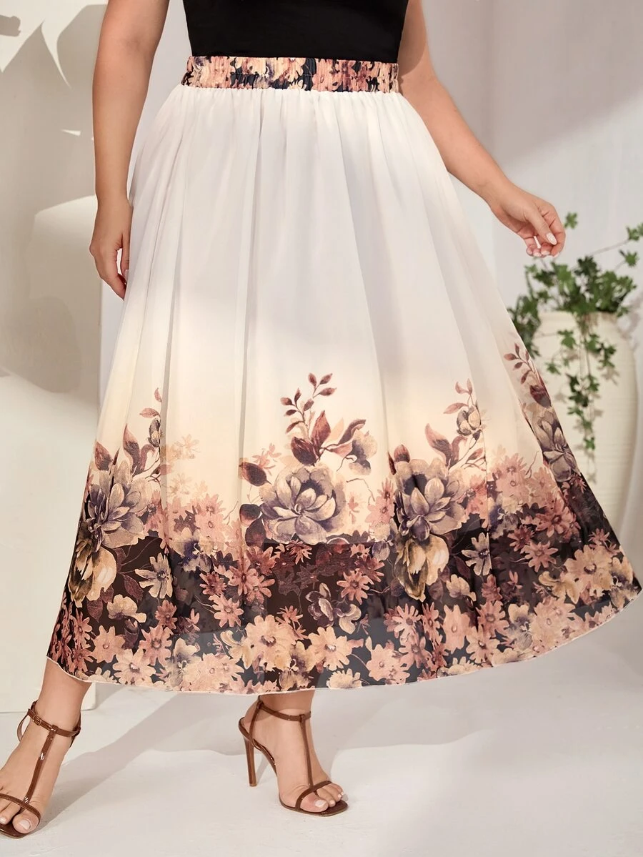 Modelyn Váy Plus Size Hoa Thanh lịch - trắng - Xem 1