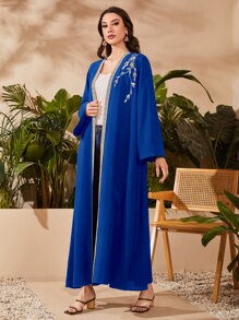 Al Najma Plants Embroidery Taped Abaya - Royal Blue - View 3