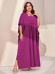 Mulvari Bộ thời trang Plus Size Chia Buộc lại màu trơn Boho - Màu tím - Xem 5