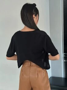 DAZY Nữ Cardigans Gân đan màu trơn Giải trí - màu đen - Xem 2