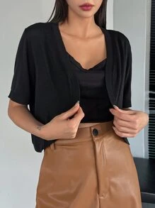 DAZY Nữ Cardigans Gân đan màu trơn Giải trí - màu đen - Xem 5