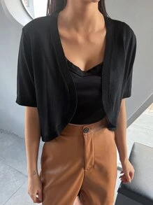 DAZY Nữ Cardigans Gân đan màu trơn Giải trí - màu đen - Xem 6