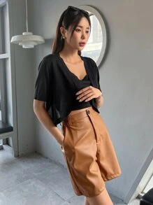 DAZY Nữ Cardigans Gân đan màu trơn Giải trí - màu đen - Xem 8