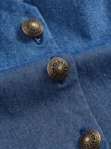 SHEIN MOD 前紐扣馬甲西裝外套無襯衫 - 藏蓝色 - 查看 3