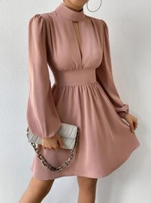 Calvaya Valentine's Day Women Heart Pattern Twist Knot Waist Midi Dress
