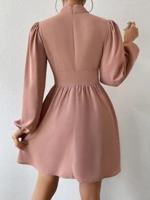 Calvaya Valentine's Day Women Heart Pattern Twist Knot Waist Midi Dress