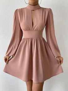 Calvaya Valentine's Day Women Heart Pattern Twist Knot Waist Midi Dress