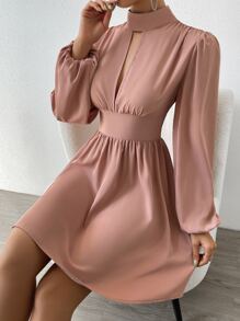 Calvaya Valentine's Day Women Heart Pattern Twist Knot Waist Midi Dress
